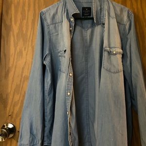 American eagle blue Jean button up shirt long sleeve